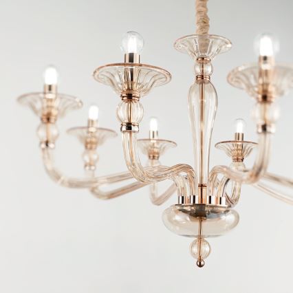 Ideal Lux - Lámpara colgante con cadena DANIELI 6xE14/40W/230V diá. 85 cm latón