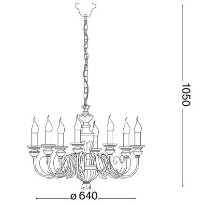 Ideal Lux - Lámpara colgante con cadena FIRENZE 8xE14/40W/230V diá. 64 cm blanco/dorado