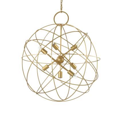 Ideal Lux - Lámpara colgante con cadena KONSE 7xE27/60W/230V Ø 80 cm dorada