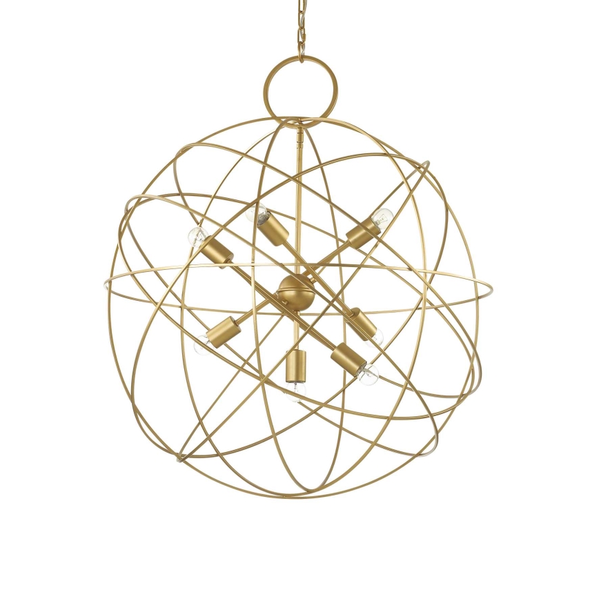 Ideal Lux - Lámpara colgante con cadena KONSE 7xE27/60W/230V Ø 80 cm dorada