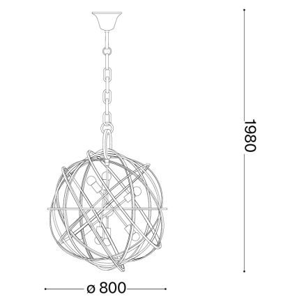 Ideal Lux - Lámpara colgante con cadena KONSE 7xE27/60W/230V Ø 80 cm dorada