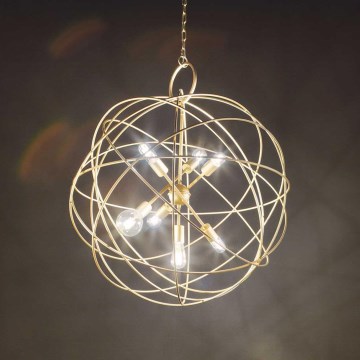 Ideal Lux - Lámpara colgante con cadena KONSE 7xE27/60W/230V Ø 80 cm dorada