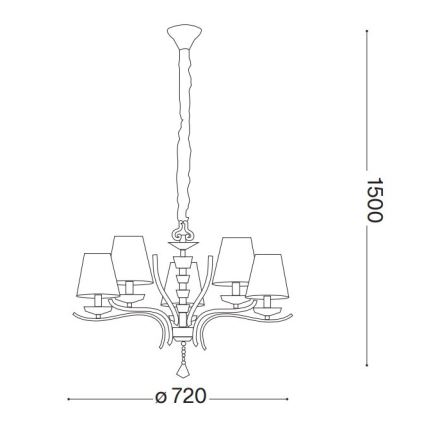 Ideal Lux - Lámpara colgante de cristal PEGASO 5xE14/28W/230V diá. 72 cm cromo brillante
