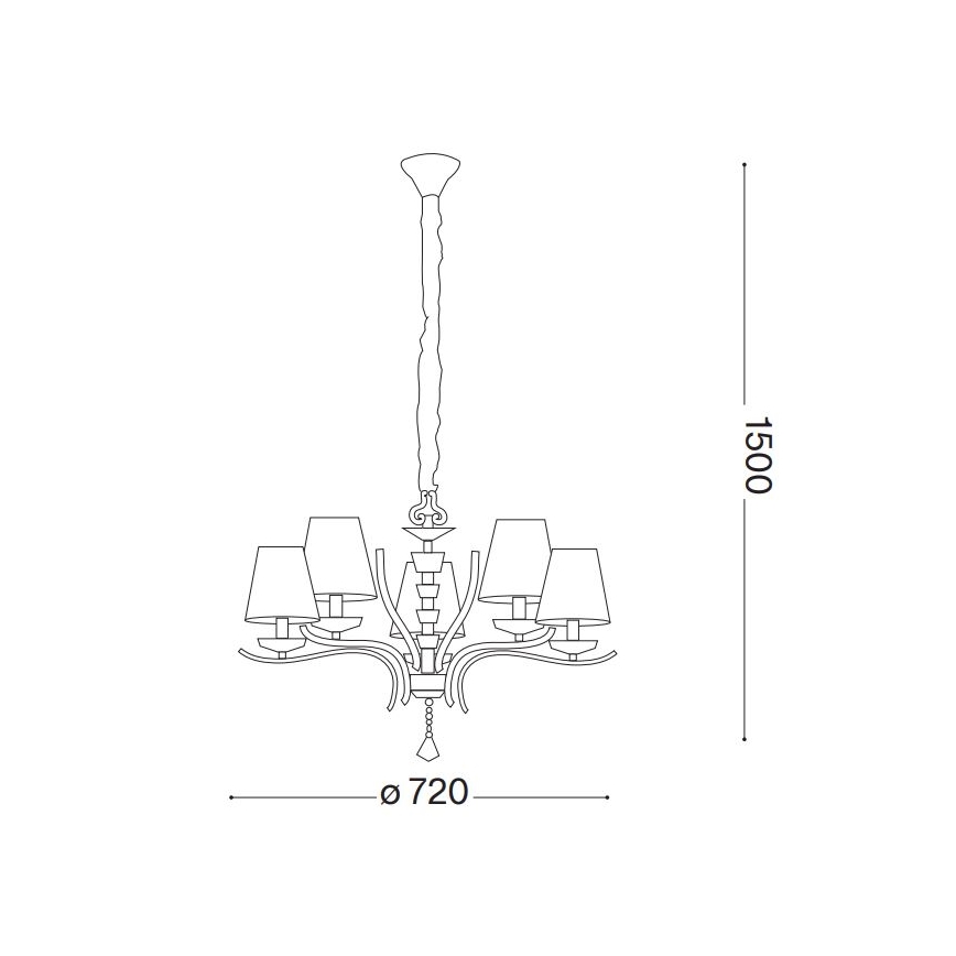 Ideal Lux - Lámpara colgante de cristal PEGASO 5xE14/28W/230V diá. 72 cm cromo brillante