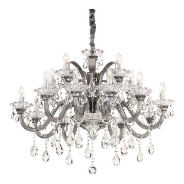 Ideal Lux - Lámpara colgante de cristal COLOSSAL 15xE14/40W/230V diá. 95 cm gris/cromo brillante