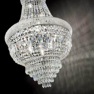 Ideal Lux - Lámpara colgante de cristal DUBAI 10xE14/28W/230V diá. 52 cm cromo brillante