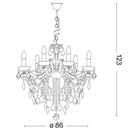 Ideal Lux - Lámpara colgante de cristal FLORIAN 18xE14/40W/230V diá. 86 cm transparente