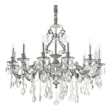 Ideal Lux - Lámpara colgante de cristal GIOCONDA 12xE14/40W/230V diá. 90 cm plata
