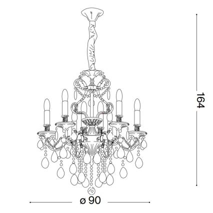 Ideal Lux - Lámpara colgante de cristal GIOCONDA 12xE14/40W/230V diá. 90 cm plata