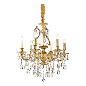 Ideal Lux - Lámpara colgante de cristal GIOCONDA 6xE14/40W/230V diá. 62 cm dorado