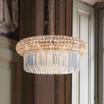 Ideal Lux - Lámpara colgante de cristal NABUCCO 12xE14/40W/230V diá. 60 cm dorado
