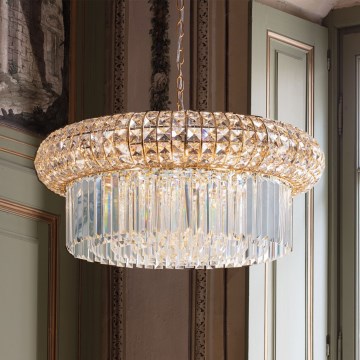 Ideal Lux - Lámpara colgante de cristal NABUCCO 16xE14/40W/230V diá. 70 cm dorado