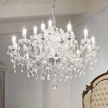 Ideal Lux - Lámpara colgante de cristal NAPOLEON 18xE14/40W/230V diá. 96 cm cromo brillante