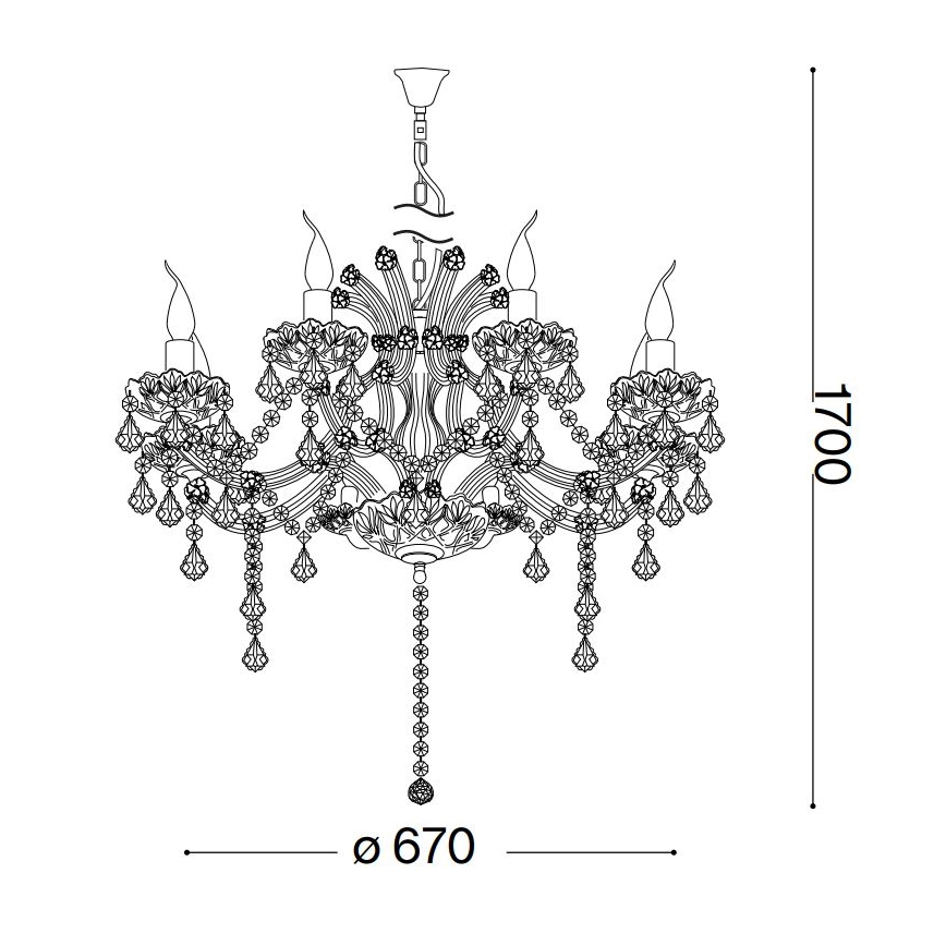 Ideal Lux - Lámpara colgante de cristal NAPOLEON 8xE14/40W/230V diá. 67 cm dorado