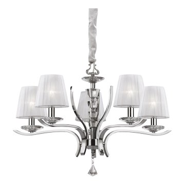 Ideal Lux - Lámpara colgante de cristal PEGASO 5xE14/28W/230V diá. 72 cm cromo brillante