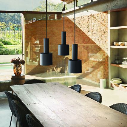 Ideal Lux - Lámpara colgante HOLLY 1xE27/60W/230V diá. 12 cm negro