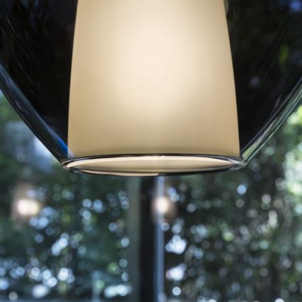 Ideal Lux - Lámpara colgante KALIQUE con cable 1xE27/42W/230V Ø 18 cm negro ahumado