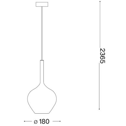 Ideal Lux - Lámpara colgante KALIQUE con cable 1xE27/42W/230V Ø 18 cm negro ahumado