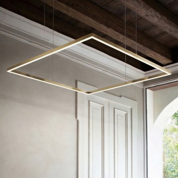 Ideal Lux - Lámpara colgante LED con cable ORACLE SLIM LED/33W/230V 3000K CRI 90 50x50 cm dorada