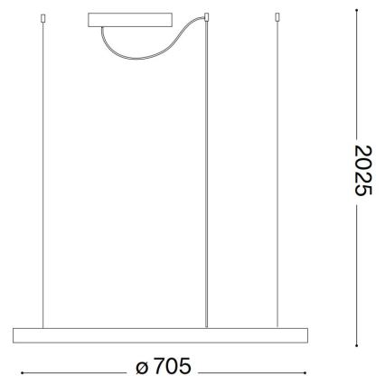 Ideal Lux - Lámpara colgante LED con cable ORACLE SLIM LED/37W/230V 3000K CRI 90 diámetro 70 cm negra