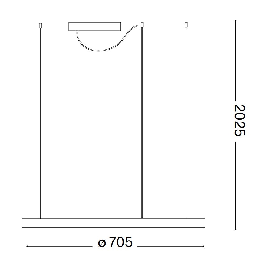 Ideal Lux - Lámpara colgante LED con cable ORACLE SLIM LED/37W/230V 3000K CRI 90 diámetro 70 cm negra