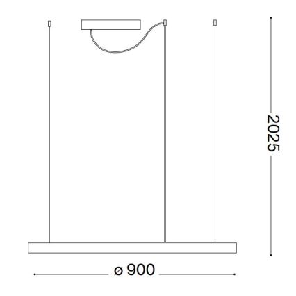 Ideal Lux - Lámpara colgante LED regulable con cable ORACLE SLIM LED/42W/230V 3000K CRI 90 Ø 90 cm negro