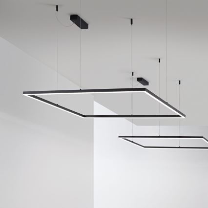 Ideal Lux - Lámpara colgante suspendida por cable LED ORACLE SLIM, 44 W, 230 V, 3000 K, CRI 90, 70×70 cm, negra