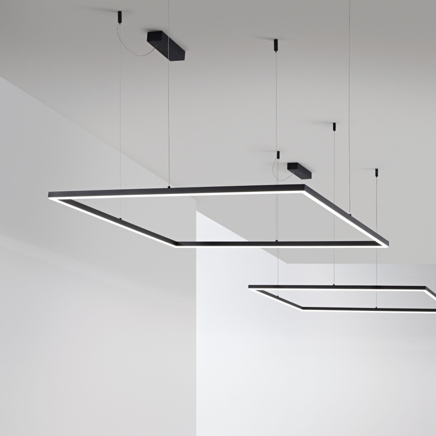 Ideal Lux - Lámpara colgante suspendida por cable LED ORACLE SLIM, 44 W, 230 V, 3000 K, CRI 90, 70×70 cm, negra