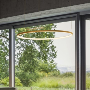 Ideal Lux - Lámpara colgante LED con cable ORACLE SLIM LED/53W/230V 3000K CRI 90 Ø 90 cm dorada