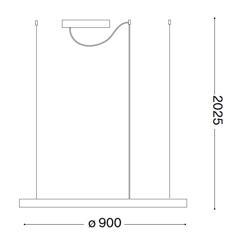Ideal Lux - Lámpara colgante LED con cable ORACLE SLIM LED/53W/230V 4000K CRI 90 Ø 90 cm negra