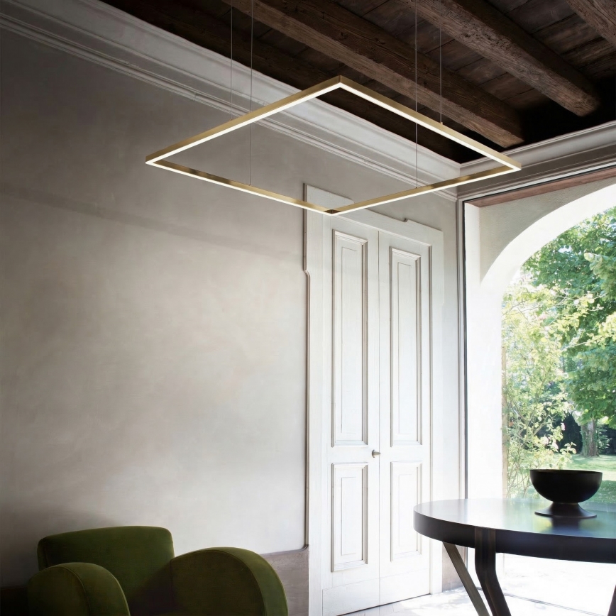 Ideal Lux - Lámpara colgante LED con cable ORACLE SLIM LED/53W/230V 3000K CRI 90 90x90 cm dorada