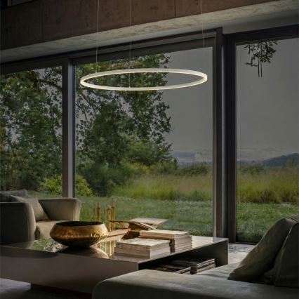 Ideal Lux - Lámpara colgante LED regulable suspendida en cable ORACLE SLIM LED/77W/230V 3000K CRI 90 Ø 150 cm blanca
