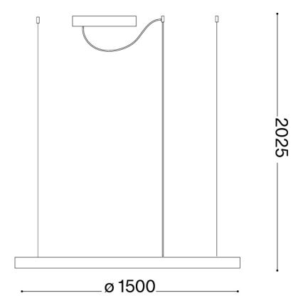 Ideal Lux - Lámpara colgante con cable ORACLE SLIM LED/81W/230V 3000K CRI 90 diámetro 150 cm color dorado