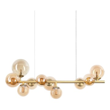 Ideal Lux - Lámpara colgante LED con cable PERLAGE 10xG9/3W/230V 81 cm dorado/beige ahumado
