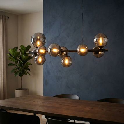 Ideal Lux - Lámpara colgante LED PERLAGE con cable 10xG9/3W/230V 81 cm negro/ahumado
