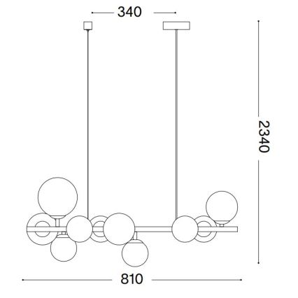Ideal Lux - Lámpara colgante LED PERLAGE con cable 10xG9/3W/230V 81 cm negro/ahumado