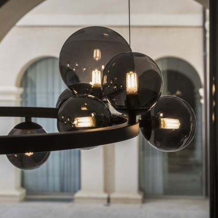 Ideal Lux - Lámpara colgante LED con cable PERLAGE 25xG9/3W/230V 110 cm negro/negro ahumado