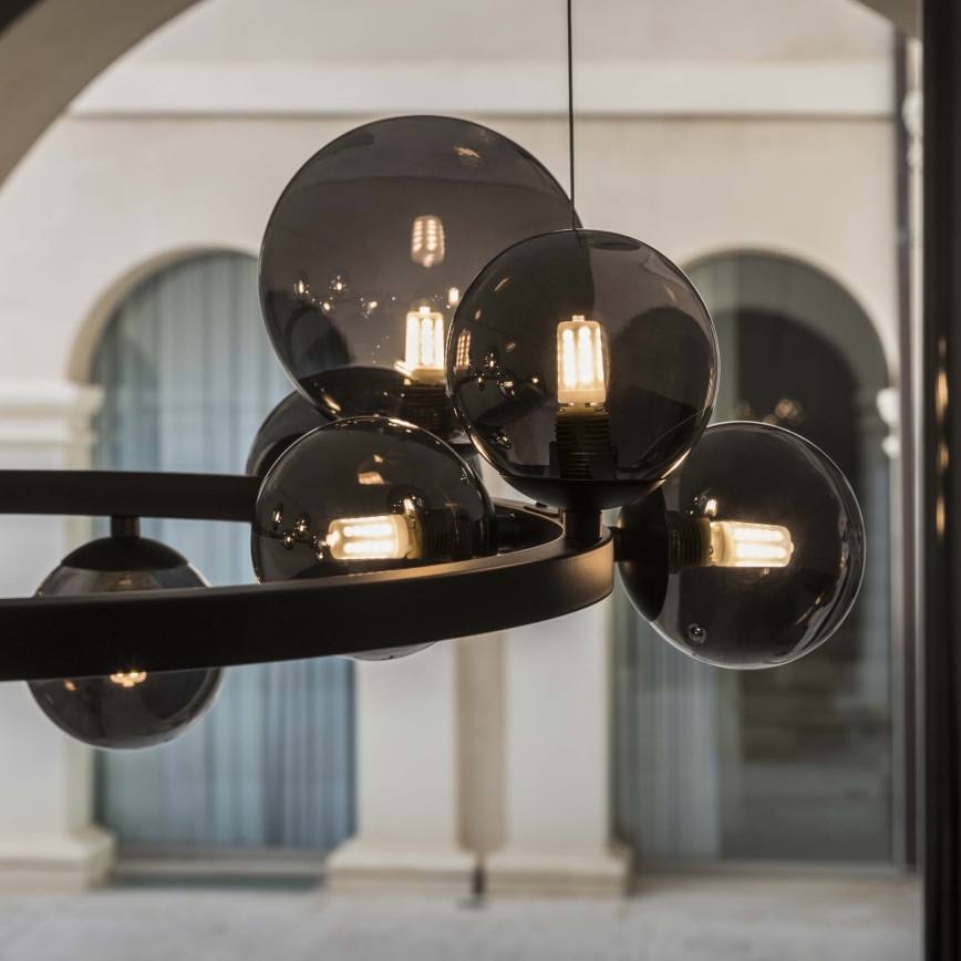Ideal Lux - Lámpara colgante LED con cable PERLAGE 25xG9/3W/230V 110 cm negro/negro ahumado