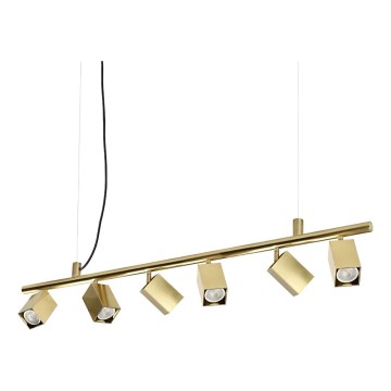 Ideal Lux - Lámpara colgante LED DYNAMITE suspendida de cable 6xGU10/7W/230V IRC 90 latón
