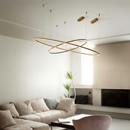Ideal Lux - Lámpara colgante LED ORACLE SLIM LED/83W/230V 3000K CRI 90, diámetro 150 cm, dorada