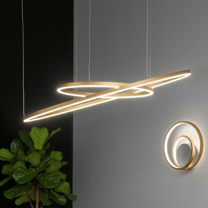 Ideal Lux - Lámpara colgante LED ORACLE SLIM LED/83W/230V 3000K CRI 90, diámetro 150 cm, dorada