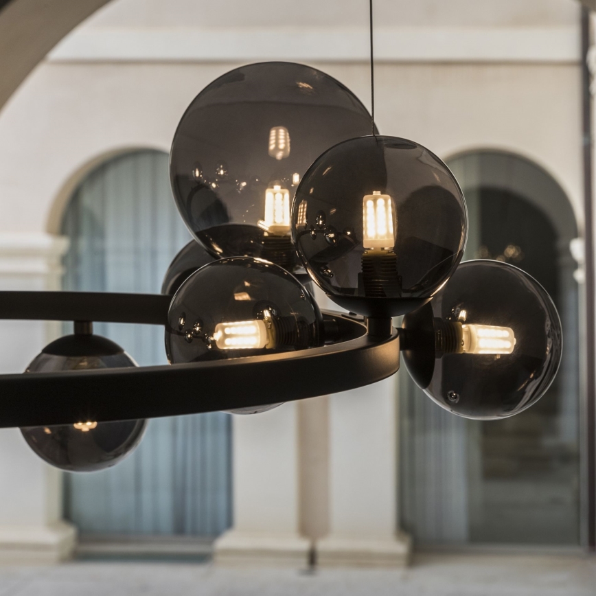 Ideal Lux - Lámpara colgante LED con cable PERLAGE 11xG9/3W/230V, diámetro 73 cm, negro/negro ahumado