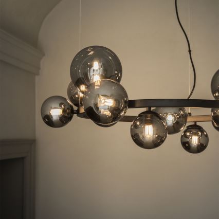 Ideal Lux - Lámpara colgante LED con cable PERLAGE 11xG9/3W/230V, diámetro 73 cm, negro/negro ahumado