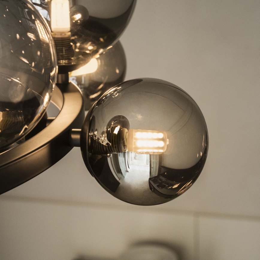 Ideal Lux - Lámpara colgante LED con cable PERLAGE 11xG9/3W/230V, diámetro 73 cm, negro/negro ahumado
