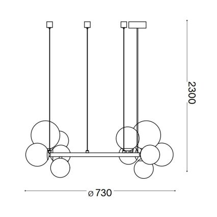 Ideal Lux - Lámpara colgante LED con cable PERLAGE 11xG9/3W/230V, diámetro 73 cm, negro/negro ahumado