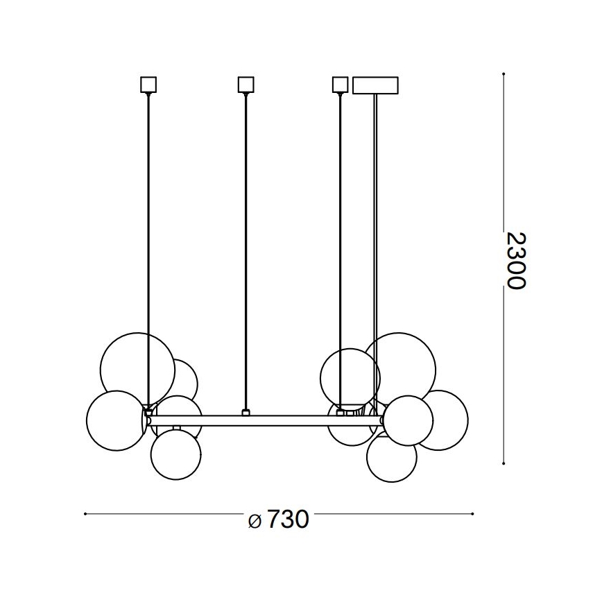 Ideal Lux - Lámpara colgante LED con cable PERLAGE 11xG9/3W/230V, diámetro 73 cm, negro/negro ahumado