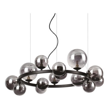 Ideal Lux - Lámpara colgante LED en cable PERLAGE 14xG9/3W/230V Ø 85 cm negro/negro ahumado