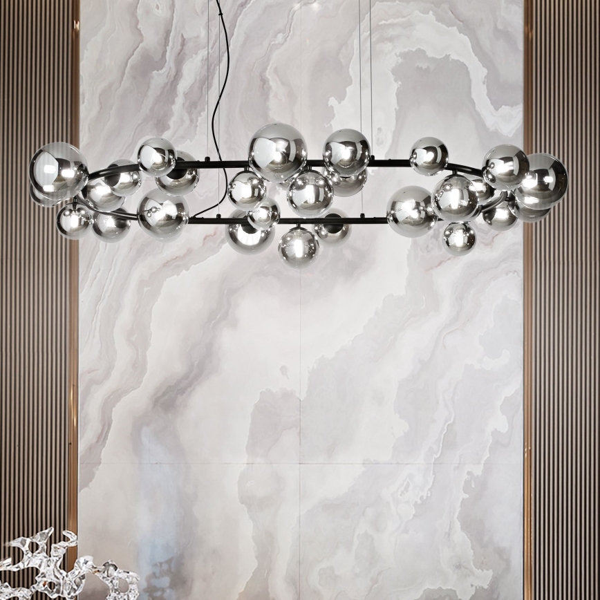 Ideal Lux - Lámpara colgante LED con cable PERLAGE 30xG9/3W/230V 143 cm negro/negro ahumado