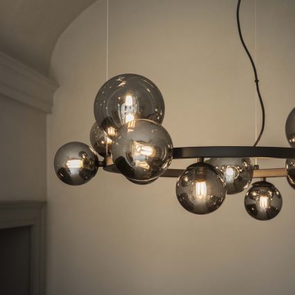 Ideal Lux - Lámpara colgante LED con cable PERLAGE 30xG9/3W/230V 143 cm negro/negro ahumado