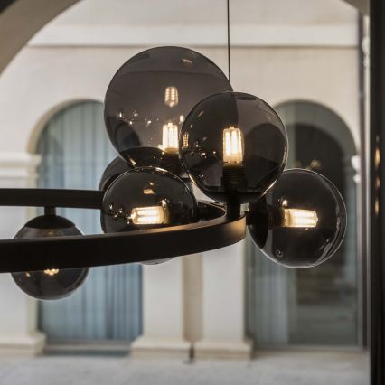 Ideal Lux - Lámpara colgante LED con cable PERLAGE 30xG9/3W/230V 143 cm negro/negro ahumado